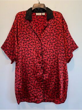 Vintage Gold Label Victoria’s Secret Satin Heart Nightie Night Shirt M/L